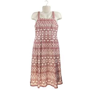Antonio Melani Women's White w/ Rust Red Stitching Midi Dress Lined Pockets SZ 4